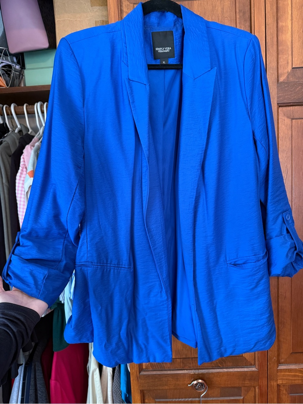 Simply Vera Vera Wang Cobalt Blue Open-Front Blazer